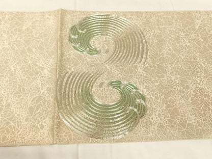 平和屋着物◎太鼓柄袋帯　駒刺繍　立波文　金糸　正絹　逸品　AABM5666dk
