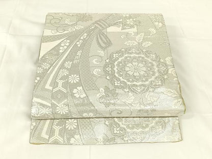 平和屋着物◎両面六通柄袋帯　正倉院花文　金銀糸　正絹　逸品　AABM5680dk