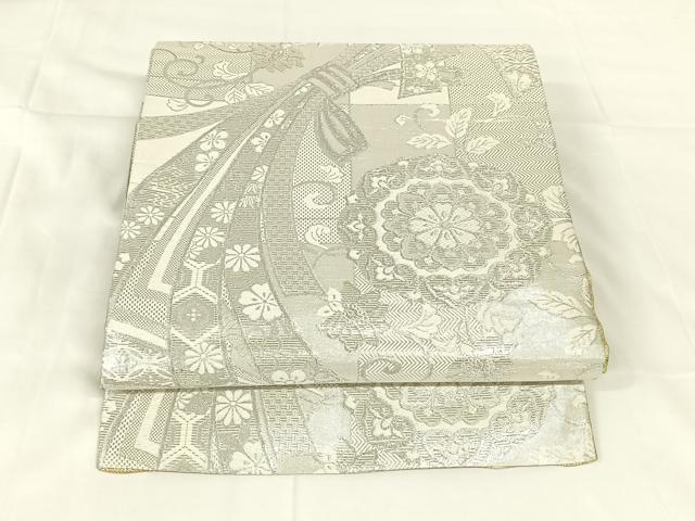 平和屋着物◎両面六通柄袋帯　正倉院花文　金銀糸　正絹　逸品　AABM5680dk