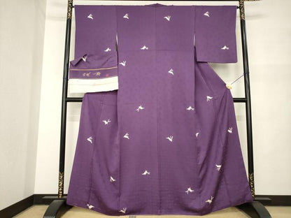 平和屋着物●染色作家　草野一騎　小紋　兎　うさぎ　反端付き　正絹　逸品　AABM5682ck