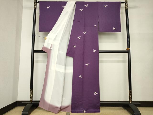 平和屋着物●染色作家　草野一騎　小紋　兎　うさぎ　反端付き　正絹　逸品　AABM5682ck