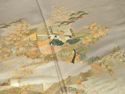 平和屋着物●訪問着　人物風景文　暈し染め　金彩　正絹　逸品　AABM5684ck