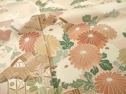 平和屋着物●訪問着　刺繍　風景花文　暈し染め　正絹　逸品　AABM5686ck