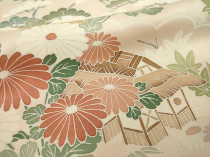 平和屋着物●訪問着　刺繍　風景花文　暈し染め　正絹　逸品　AABM5686ck