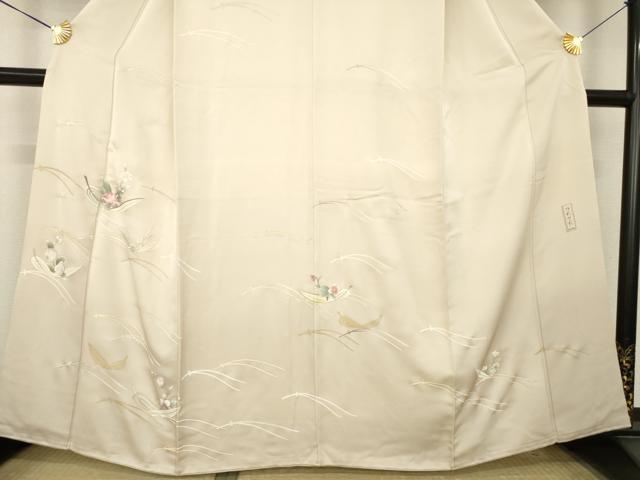 平和屋着物●訪問着　つれづれ　笹船花文　金彩　正絹　逸品　AABM5687ck