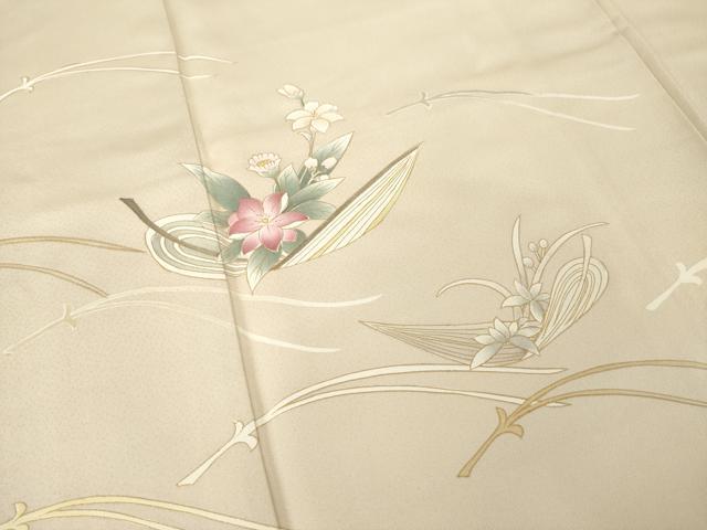平和屋着物●訪問着　つれづれ　笹船花文　金彩　正絹　逸品　AABM5687ck