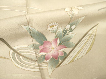 平和屋着物●訪問着　つれづれ　笹船花文　金彩　正絹　逸品　AABM5687ck