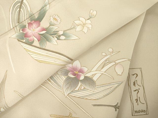平和屋着物●訪問着　つれづれ　笹船花文　金彩　正絹　逸品　AABM5687ck