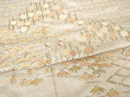 平和屋着物●京繍作家　合田峰太郎　訪問着　総刺繍　駒刺繍　松竹梅　金糸　松坂屋扱い　正絹　逸品　AABM5688ck