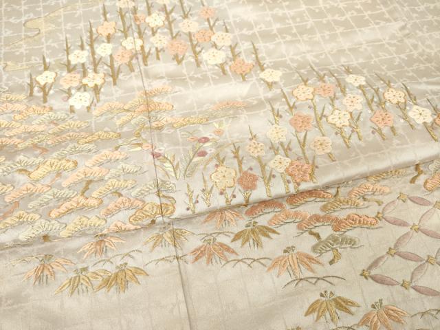平和屋着物●京繍作家　合田峰太郎　訪問着　総刺繍　駒刺繍　松竹梅　金糸　松坂屋扱い　正絹　逸品　AABM5688ck