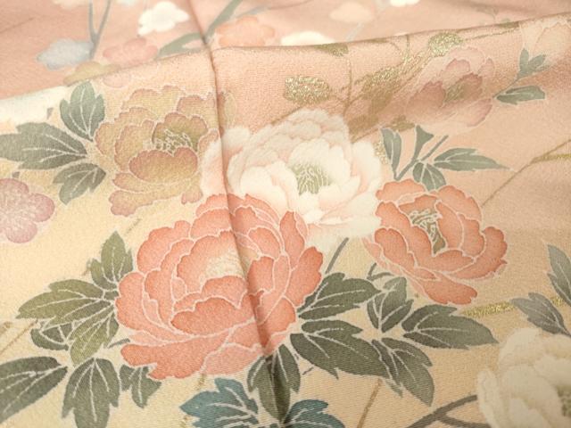 平和屋着物●訪問着　枝花文　暈し染め　金銀彩　正絹　逸品　AABM5690ck