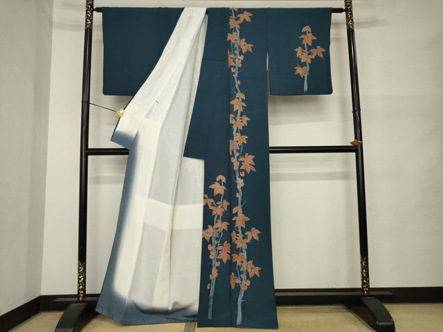 平和屋着物●訪問着　枝葉文　正絹　逸品　AABM5694ck