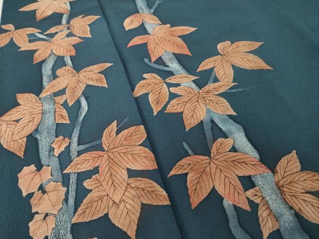 平和屋着物●訪問着　枝葉文　正絹　逸品　AABM5694ck