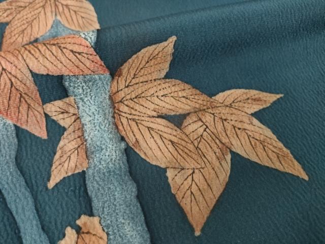平和屋着物●訪問着　枝葉文　正絹　逸品　AABM5694ck