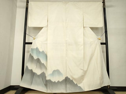 平和屋着物●紬　訪問着　遠山重ね文　正絹　逸品　AABM5696ck