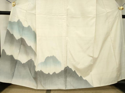 平和屋着物●紬　訪問着　遠山重ね文　正絹　逸品　AABM5696ck