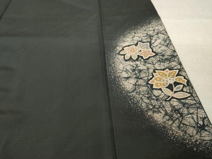 平和屋着物●本場縞大島紬　染大島　訪問着　更紗花文　正絹　逸品　AABM5697ck