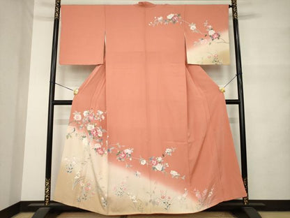 平和屋着物●訪問着　友禅　作家物　枝花文　暈し染め　正絹　逸品　AABM5698ck
