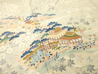 平和屋着物●本加賀友禅作家　金津五雄　色留袖　風景文　正絹　逸品　AABM5701ck