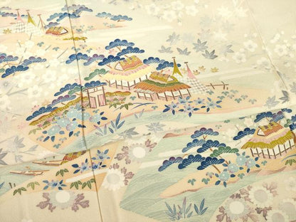 平和屋着物●本加賀友禅作家　金津五雄　色留袖　風景文　正絹　逸品　AABM5701ck