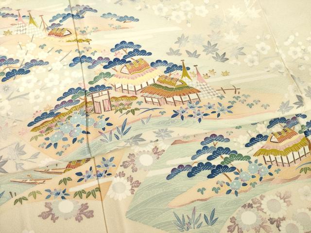 平和屋着物●本加賀友禅作家　金津五雄　色留袖　風景文　正絹　逸品　AABM5701ck