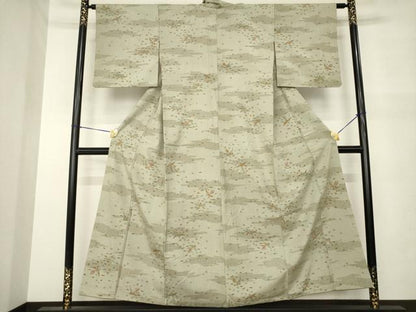 平和屋着物●上質な小紋　紬地　鳳凰花文　正絹　逸品　AABM5704ck