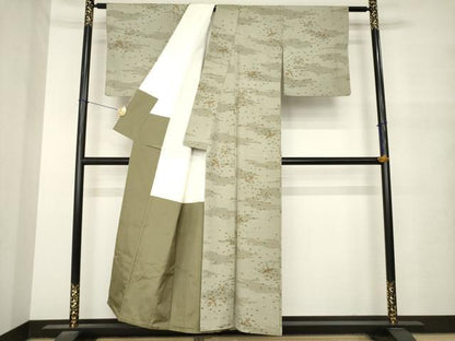 平和屋着物●上質な小紋　紬地　鳳凰花文　正絹　逸品　AABM5704ck