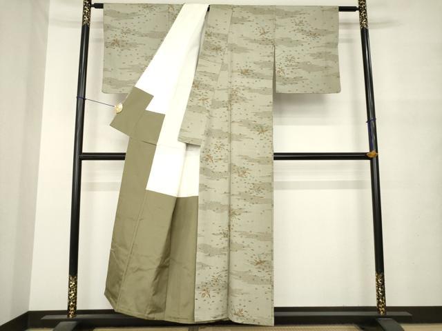 平和屋着物●上質な小紋　紬地　鳳凰花文　正絹　逸品　AABM5704ck