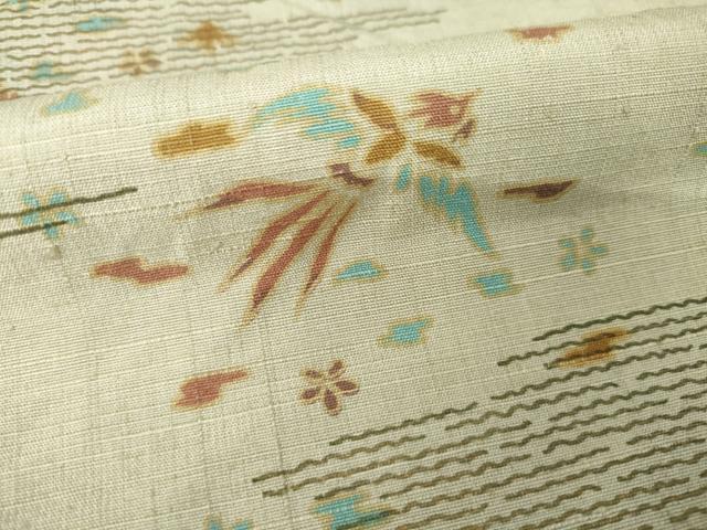 平和屋着物●上質な小紋　紬地　鳳凰花文　正絹　逸品　AABM5704ck