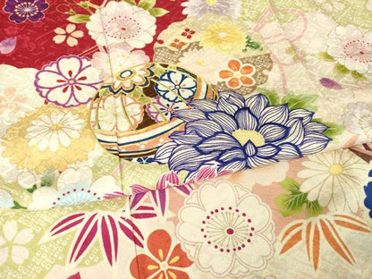 平和屋着物●豪華振袖　駒刺繍　花毬文　ロング丈　正絹　逸品　AABM5706ck