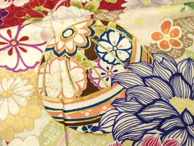 平和屋着物●豪華振袖　駒刺繍　花毬文　ロング丈　正絹　逸品　AABM5706ck
