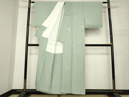 平和屋着物●上質な色無地　花蔦草地紋　利休鼠色　正絹　逸品　未使用　AABM5708ck