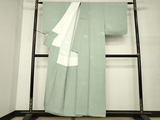 平和屋着物●上質な色無地　花蔦草地紋　利休鼠色　正絹　逸品　未使用　AABM5708ck