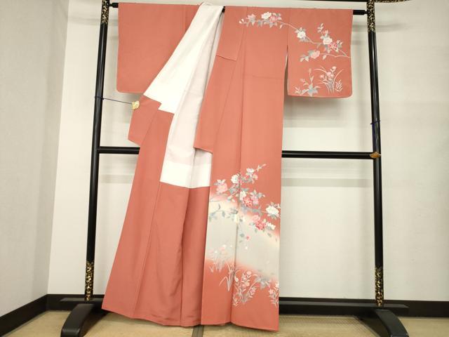 平和屋着物●訪問着　友禅　作家物　枝花文　暈し染め　正絹　逸品　未使用　AABM5713ck