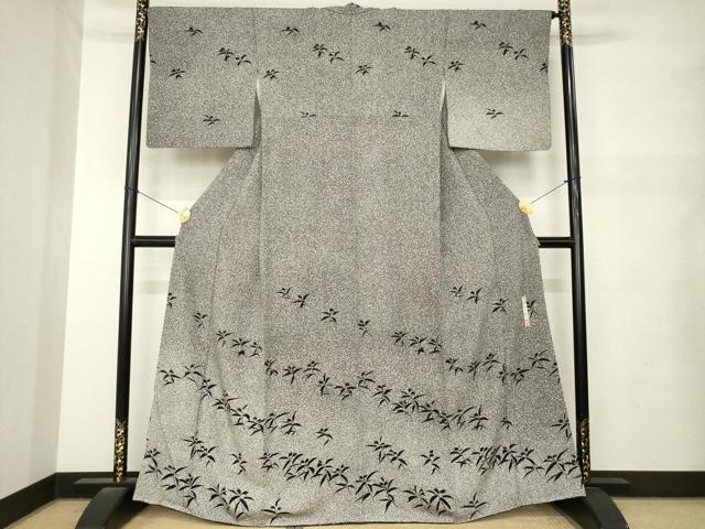 平和屋着物●二代目 川村久太郎　訪問着　たたき染め　黒地　正絹　逸品　AABM5714ck