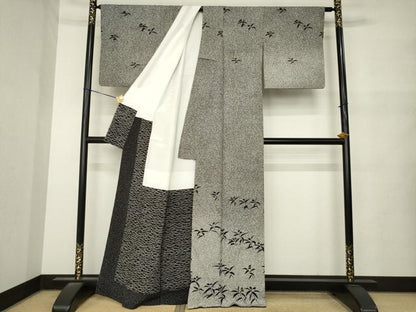 平和屋着物●二代目 川村久太郎　訪問着　たたき染め　黒地　正絹　逸品　AABM5714ck
