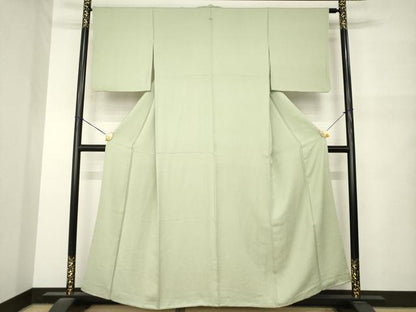 平和屋着物●上質な色無地　草花地紋　灰汁色　正絹　逸品　AABM5715ck