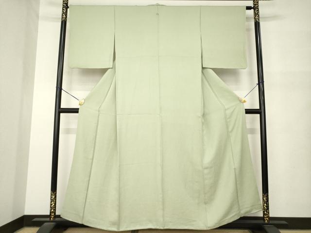 平和屋着物●上質な色無地　草花地紋　灰汁色　正絹　逸品　AABM5715ck