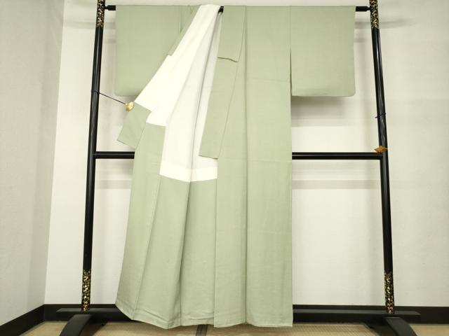 平和屋着物●上質な色無地　草花地紋　灰汁色　正絹　逸品　AABM5715ck