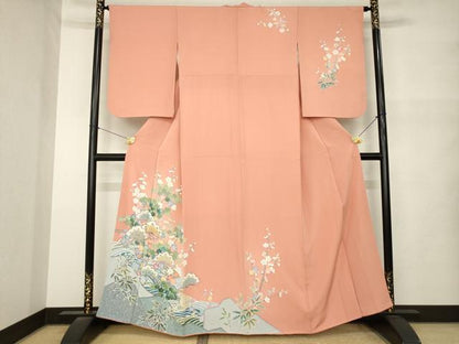 平和屋着物●訪問着　友禅　松竹梅吉祥文　正絹　逸品　AABM5716ck