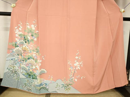 平和屋着物●訪問着　友禅　松竹梅吉祥文　正絹　逸品　AABM5716ck