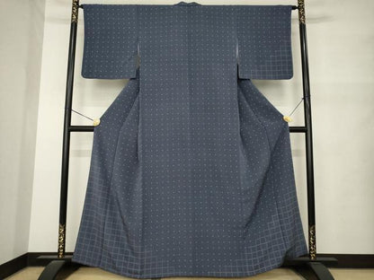 平和屋着物●訪問着　格子　お召ちりめん　正絹　逸品　AABM5718ck