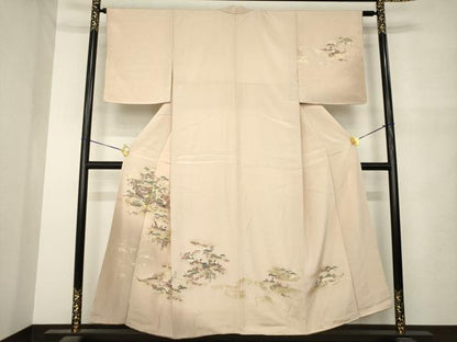 平和屋着物●訪問着　御所車人物風景文　金彩　正絹　逸品　未使用　AABM5719ck