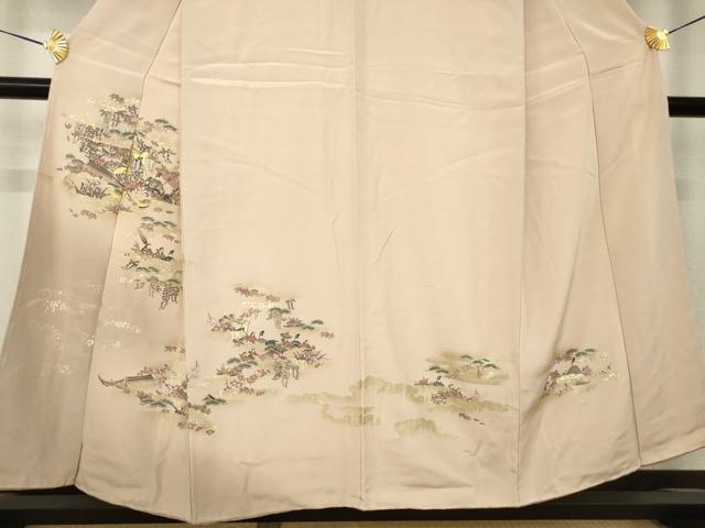 平和屋着物●訪問着　御所車人物風景文　金彩　正絹　逸品　未使用　AABM5719ck