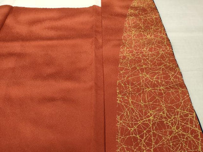 平和屋着物●世界的ファッションデザイナー　山本寛斎　kansaiブランド　振袖　駒刺繍　扇面花蝶文　金彩　正絹　逸品　AABM5720ck