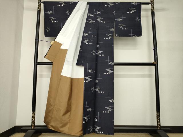 平和屋着物●本場琉球絣　紬　正絹　逸品　AABM5721ck