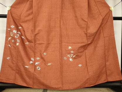 平和屋着物●訪問着　紬地　総刺繍　宝づくし　正絹　逸品　未使用　AABM5724ck
