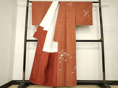 平和屋着物●訪問着　紬地　総刺繍　宝づくし　正絹　逸品　未使用　AABM5724ck