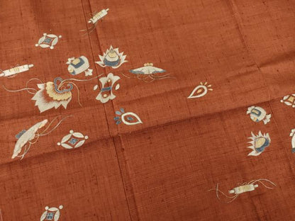 平和屋着物●訪問着　紬地　総刺繍　宝づくし　正絹　逸品　未使用　AABM5724ck