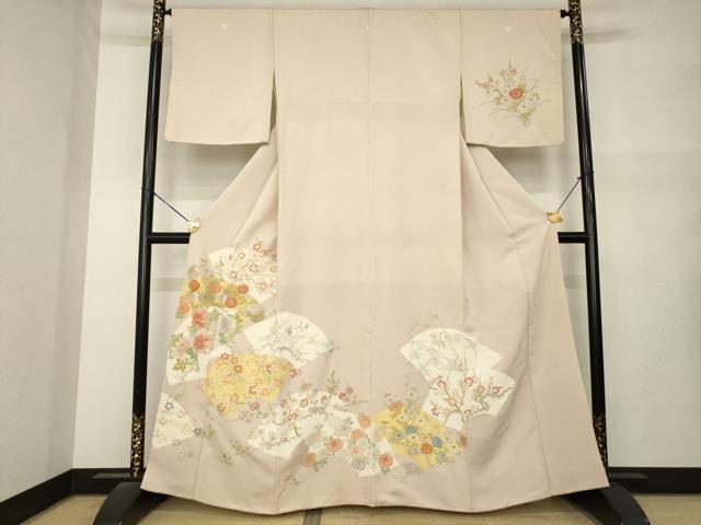 平和屋着物●中国三大刺繍　相良刺繍　総刺繍　訪問着　地紙花文　銀糸　正絹　逸品　AABM5730ck